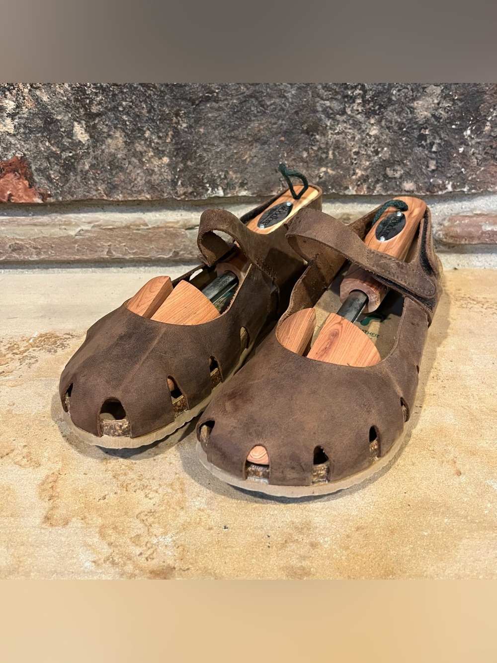 Bio Natura Brown Leather Mary Jane Horse Sandals